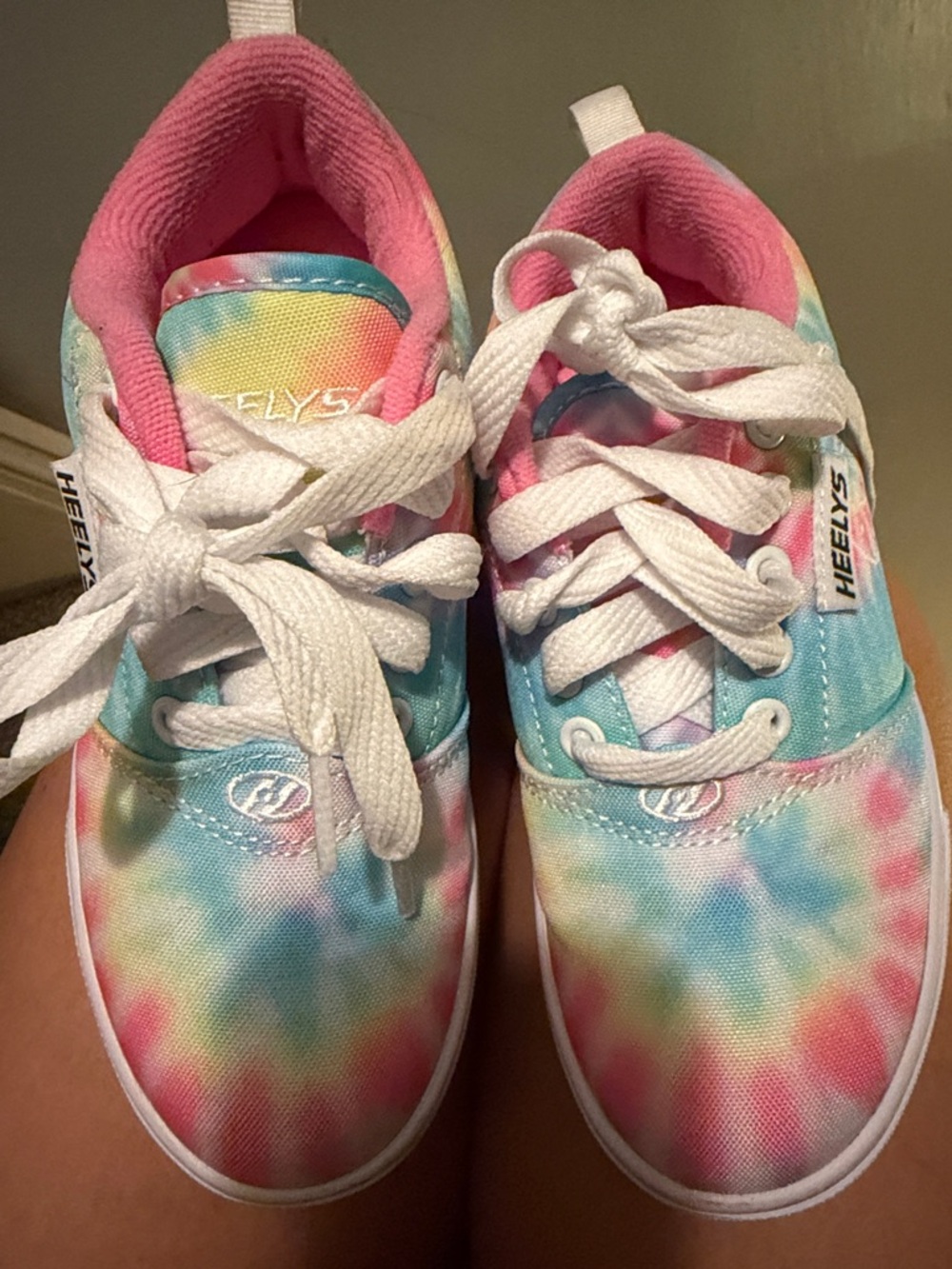 Heelys Kids Tie-Dye Canvas Sneakers in Pink, Blue, Yellow (Ella Ivory)